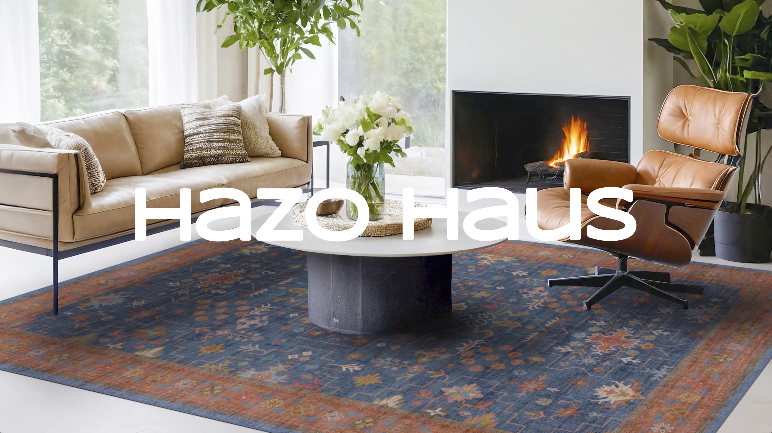 Amazon.com: Hazo Haus Dark Blue & Terracotta 5x8 Living Room Rug